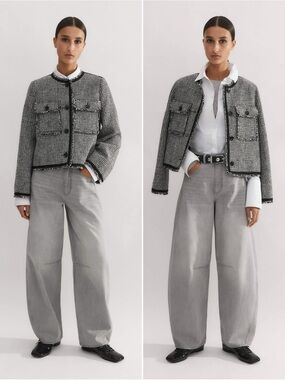 ME+EM Textured Swing Jacket Cotton Wool Blend Size 2 NWT